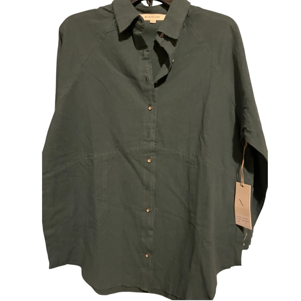 BlueVelvet S Button Down Shirt in Green BV002 - Picture 2 of 5